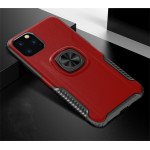 Wholesale iPhone 11 Pro Max (6.5in) Ring Stand PU Leather Design Case (Red)